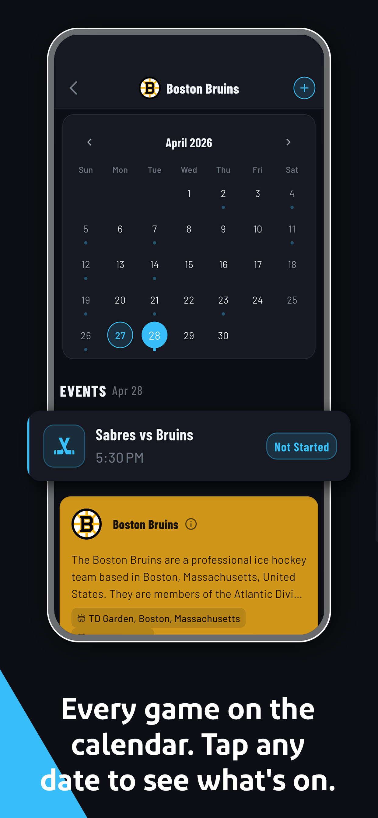 Team Calendar screen