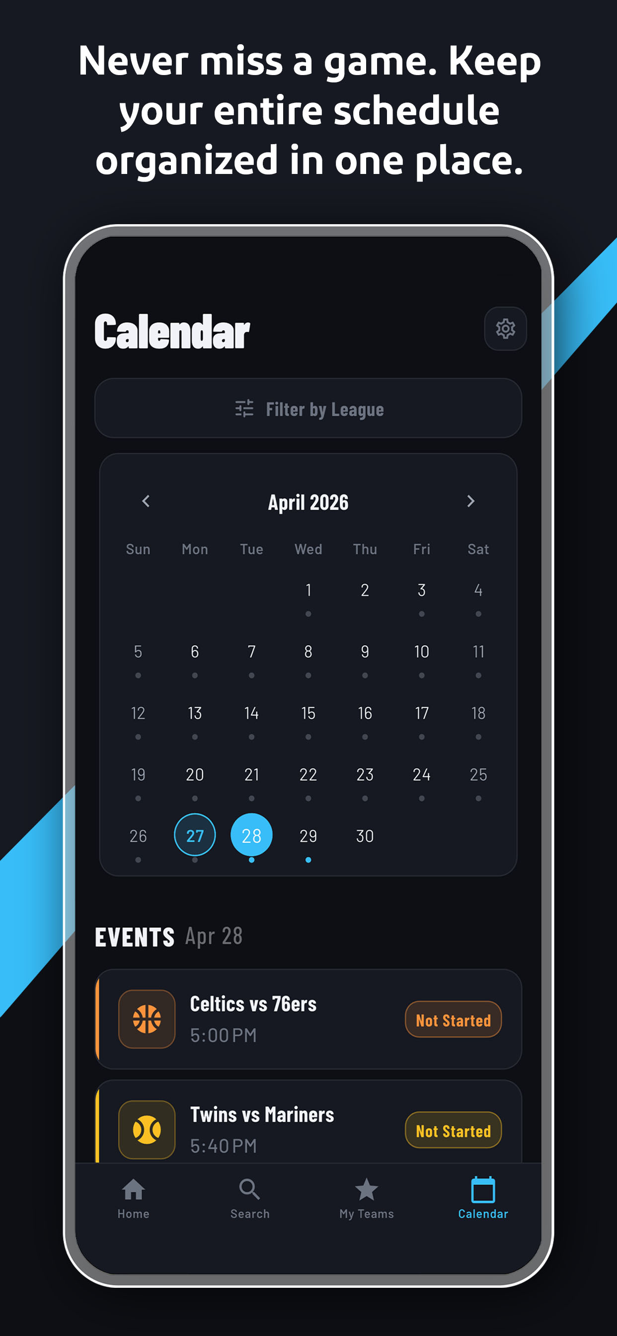 Calendar screen